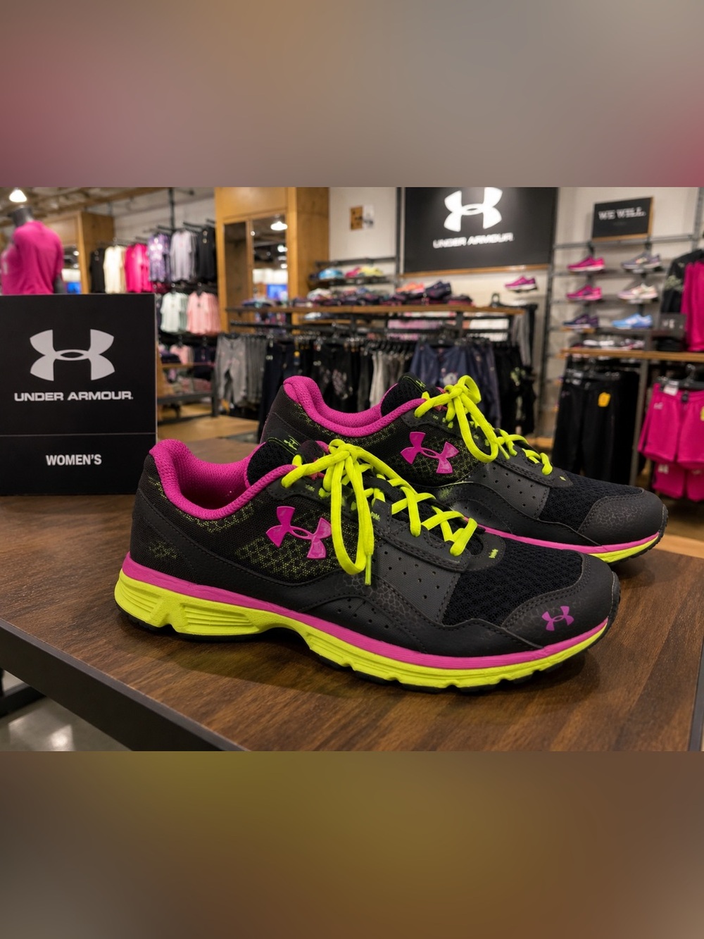 Under Armour Trail Running Shoes Black Pink Lime Women’s 8.5
